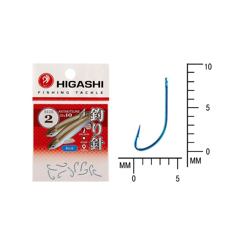 Крючок одинарный HIGASHI Akitakitsune ringed #2 Blue