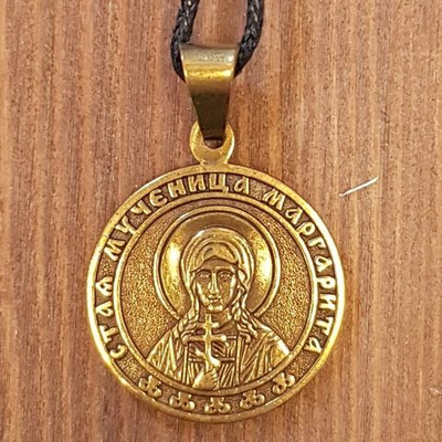 Святая Маргарита именная нательная икона из бронзы