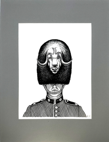 Пешков Р.В. На посту. Бумага, тушь, перо. 2011 г.