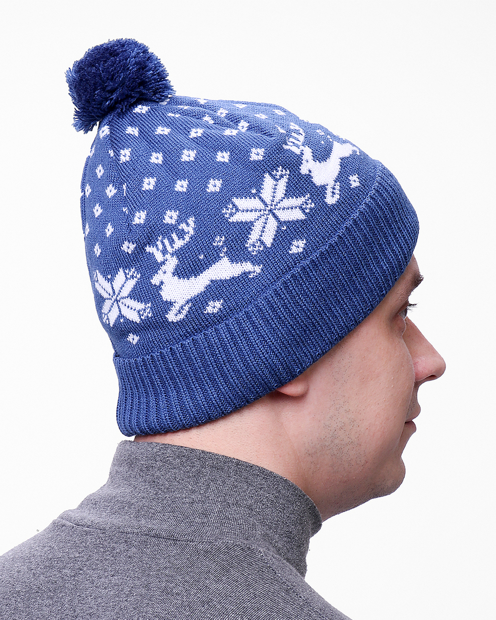 Мужская шапка PRIVAL с отворотом Скандинавия-7 Синий