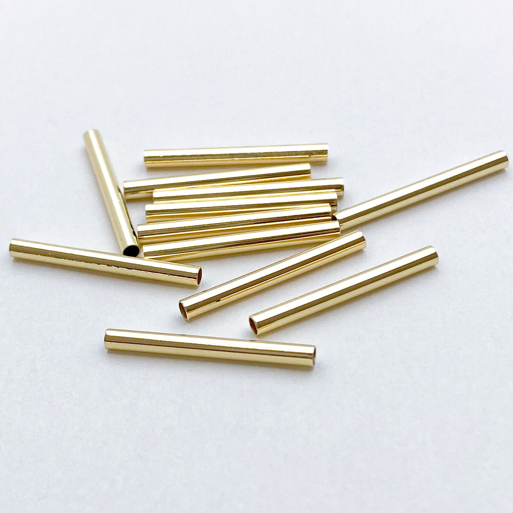 Бусина Трубочка, цвет золото, размер 20*2 мм, цена за 1 шт