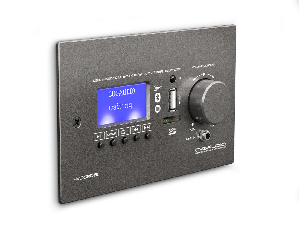 CVGAUDIO NVC-SRC-BL Внешний настенный MP3/BLUETOOTH/FM модуль с регулятором громкости для микшеров-усилителей NEXT/M, алюминий черный