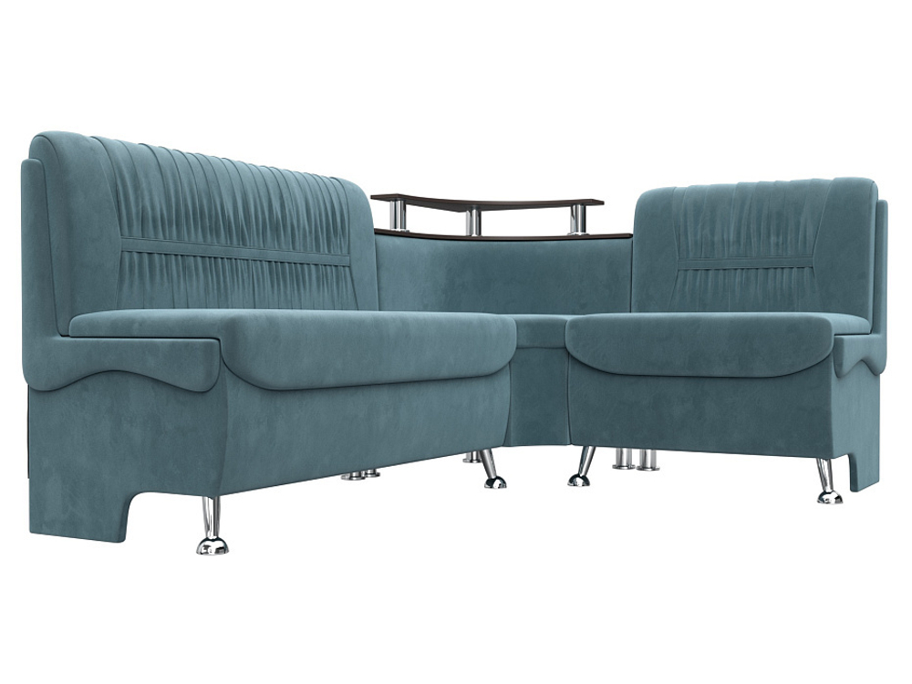 Диван кухонный угловой Сидней правый угол, Бирюзовый, Велюр, 126115