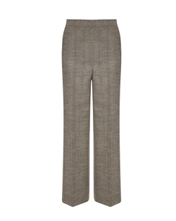 Брюки на подкладке из шерсти Стелла Маккартни елочка зеленый/бежевый