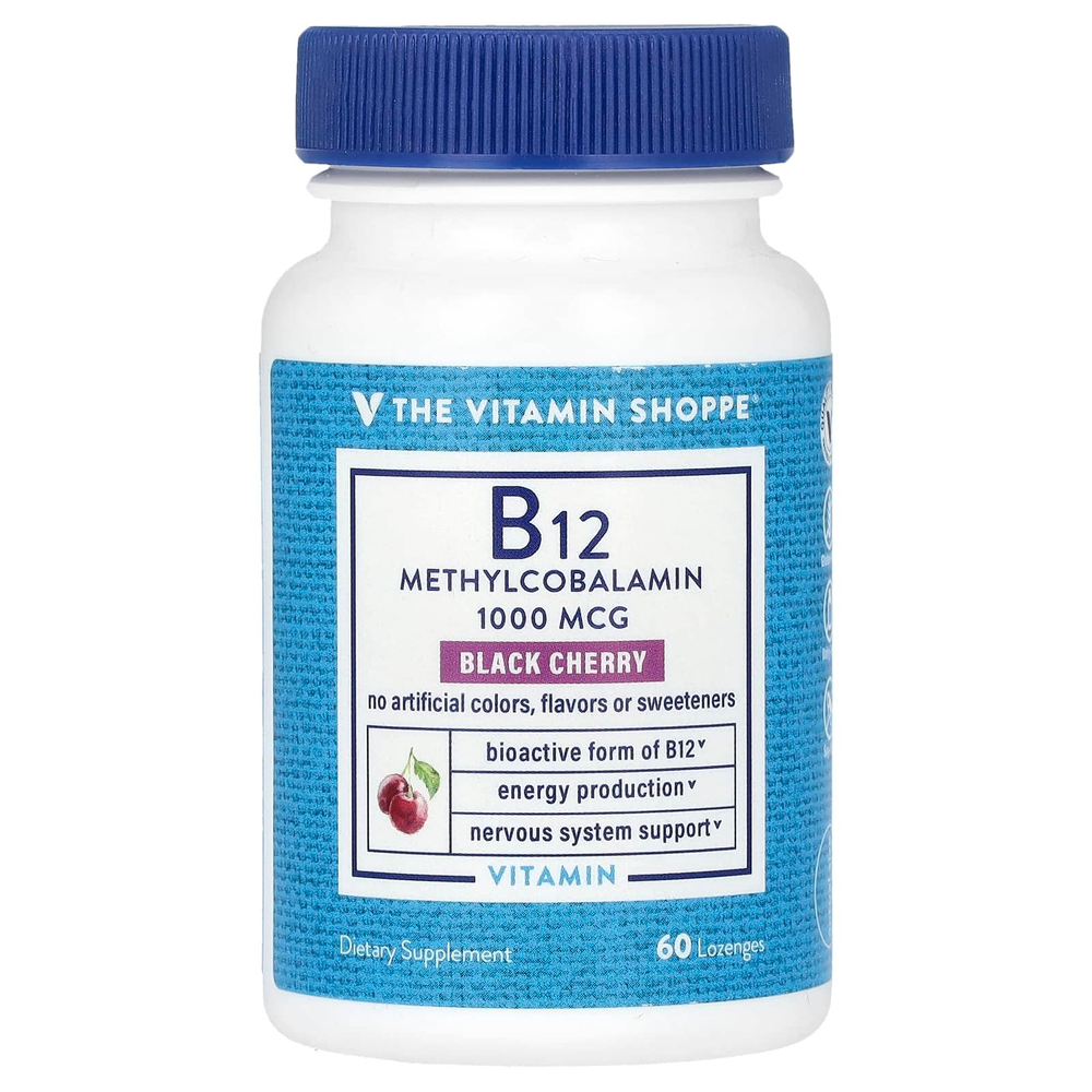 The Vitamin Shoppe, витамин B12 в форме метилкобаламина, со вкусом черешни, 1000 мкг, 60 пастилок