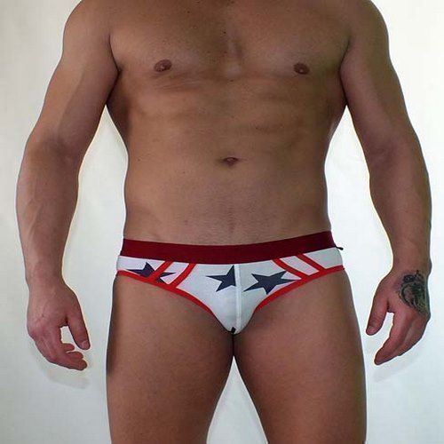 Трусы мужские брифы белые с синими звездами Van Baam VB-38123