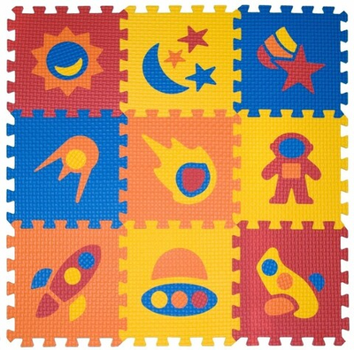 Коврик-пазл BABYPUZZ (9 плит 33x33x1см, ~1кв.м./уп) Набор космос