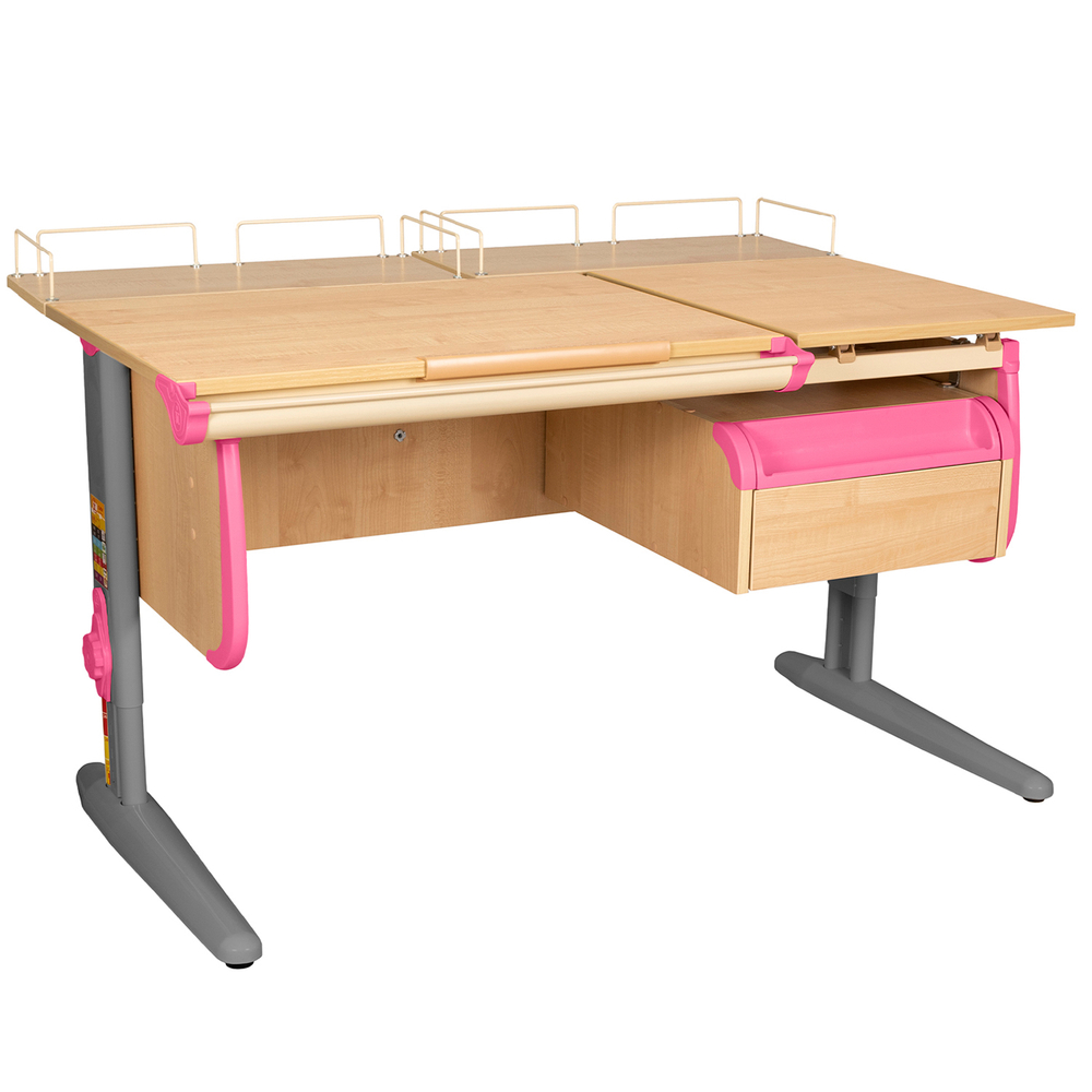 Растущая парта Дэми СУТ 25 с задними полками СУТ.15.210 и навесной тумбой (1200×880 мм)