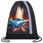 Мешок для обуви ЮНЛАНДИЯ, плотный, светоотражающая полоса, 46х36 см, "Fire car", 272411