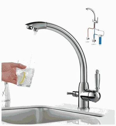 смеситель кухня LEDEME картридж д.35мм, с выходом для питьевой воды L4455-3