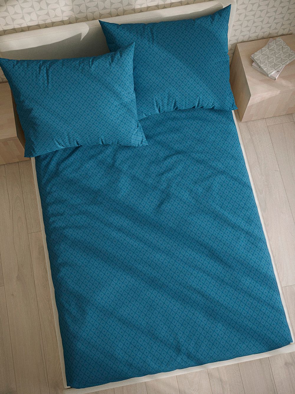 Постельное белье сатин Milky Garden "Diamond/Diamond (компаньон)" евро Наволочка 50х70 см 2 шт Простынь на резинке 180x200 см Пододеяльник 200x215 см