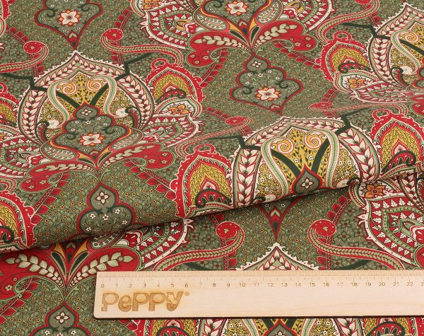 Ткань для пэчворка Peppy Тайны Марокко, рулон 112 см / 5 метров, ТМ-07 зеленый, Peppy