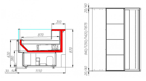 Холодильная витрина CARBOMA ВХСо-1,5 BAVARIA 2 (GC110 VM 1,5-2) динамика открытая без боковин