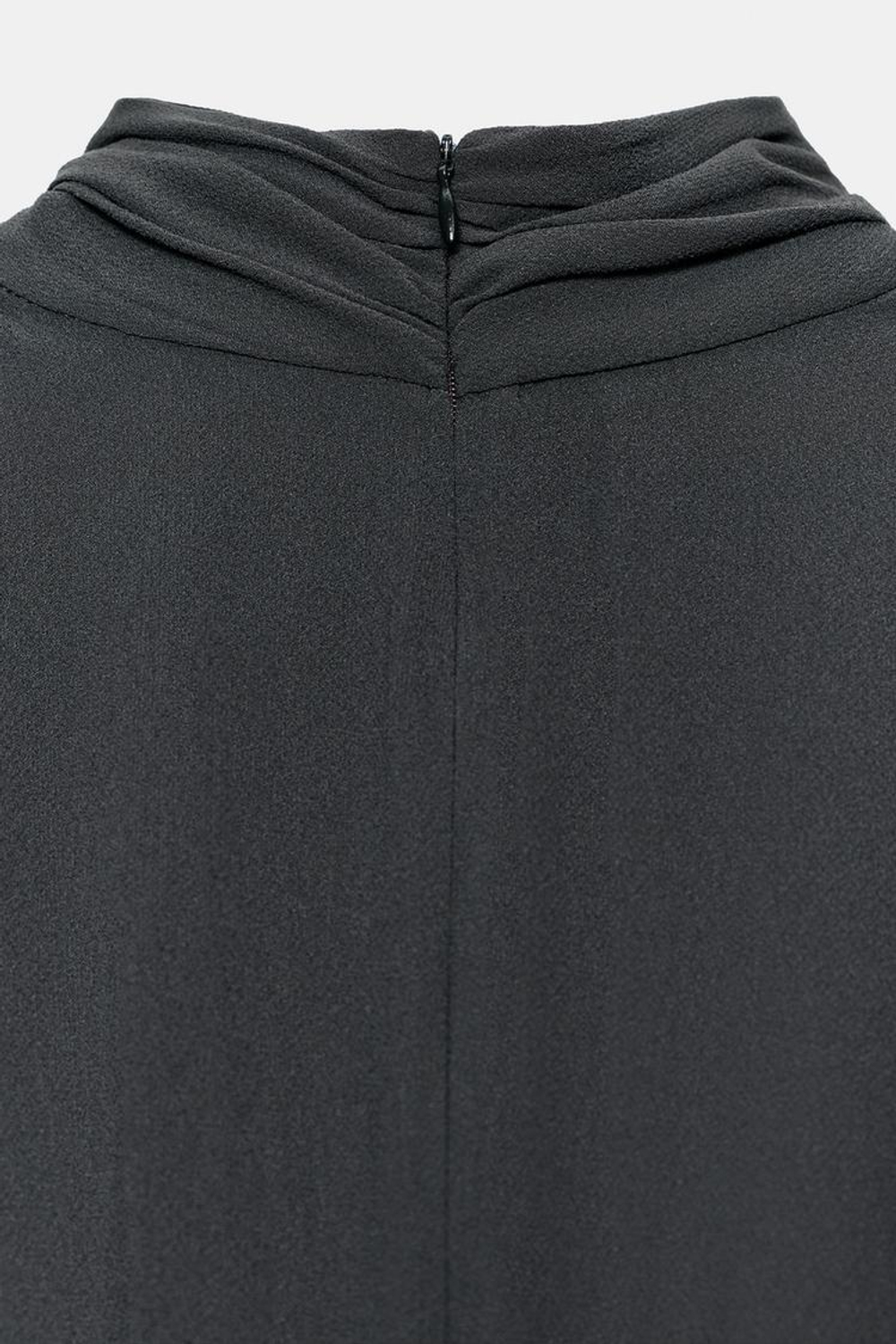 ZARA КОРОТКОЕ ПЛАТЬЕ С ВОЛАНАМИ ИЗ БАРХАТА, ТЕМНЫЙ СВИНЕЦ