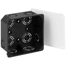 Распаячная коробка ЭРА KRT-107-107-50 скрытой установки черно-белая 107х107х50мм для твердых стен крышка IP20
