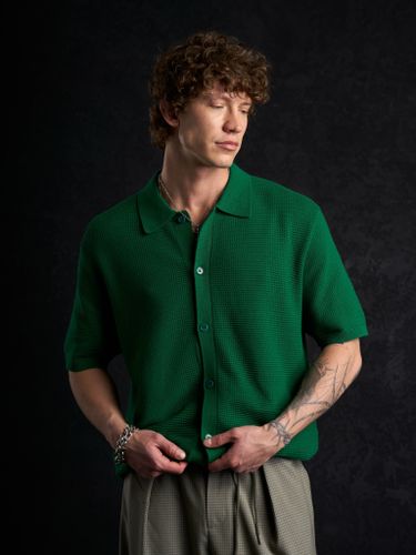 Зеленая трикотажная рубашка Laine с коротким рукавом