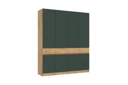 Шкаф 4-х створчатый Роджина дуб крафт / изумрудный