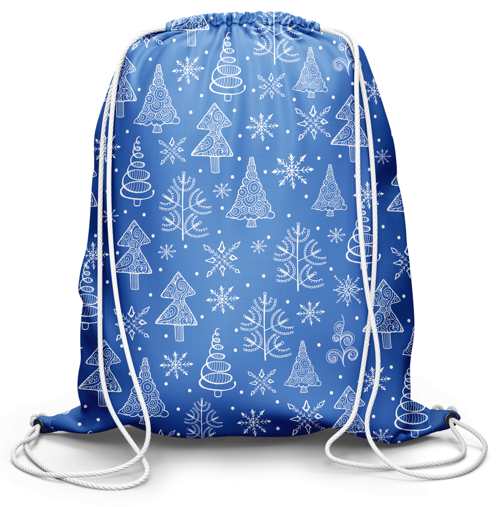 Мешок для обуви Новогодние узоры (голубой)