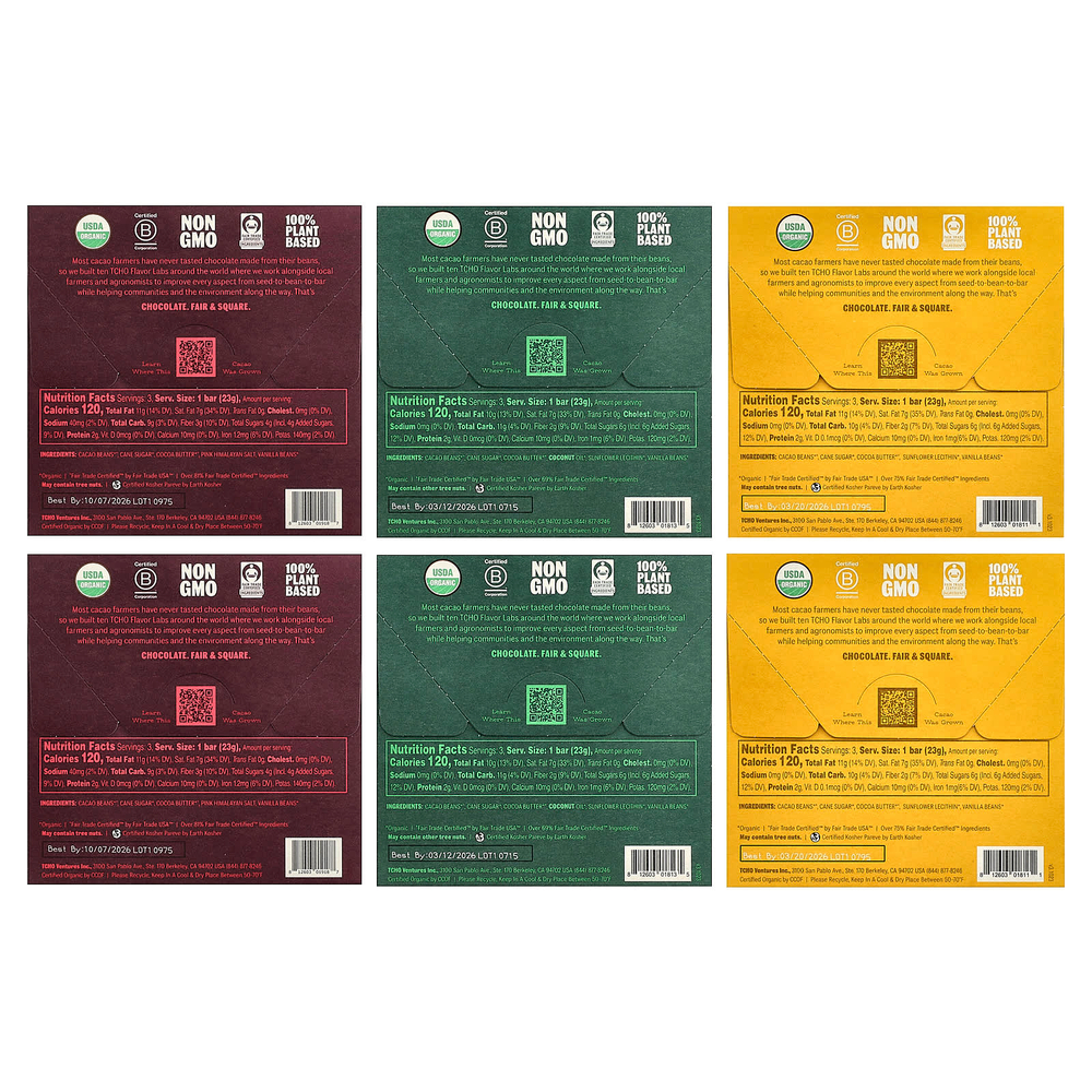 TCHO, темный шоколад, в подарочной упаковке, 18 плиток по 0,83 унции