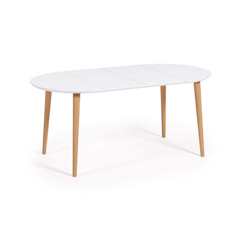 Oqui Раздвижной стол с белой столешницей и ножками из массива бука 90 (170) x 90 см