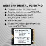 SSD-диск 1 ТБ SSD Western Digital SN740 2230 PCIe 4.0 NVME для Steam Deck, Asus rog Ally, Surface laptop