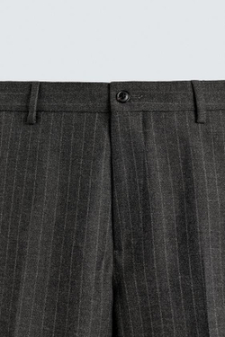 ZARA КОСТЮМНЫЕ БРЮКИ В ТОНКУЮ ПОЛОСКУ, АНТРАЦИТОВО-СЕРЫЙ