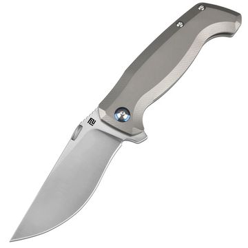 Нож Artisan Cutlery AR_1864G-GY Kami - нож складной, серая титановая рук-ть, клинок стоунвош, сталь S35VN