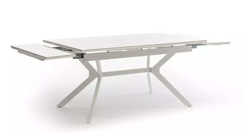 "Меркурий" стол интерьерный раздвижной обеденный из керамики, цвет белый глянцевый