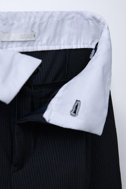 ZARA БРЮКИ С ОТВОРОТОМ НА ПОЯСЕ, МОРСКОЙ СИНИЙ