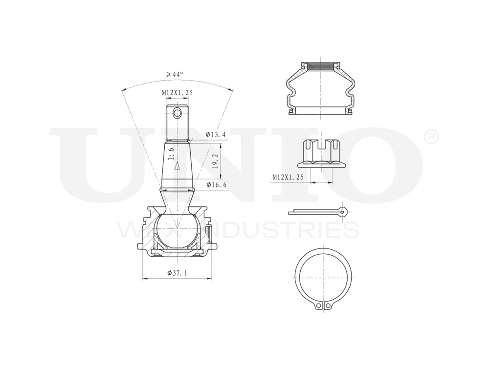 Опора шаровая передняя нижняя UNIO SSP-20004