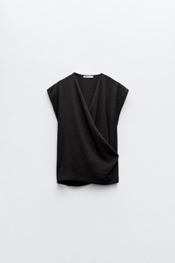 ZARA ТОП СТРУЯЩЕГОСЯ КРОЯ, ЧЕРНЫЙ