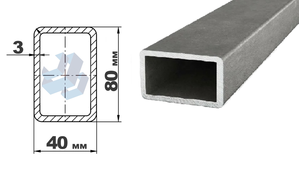 трубы электросварные прямоуг 80x40x3.0 дл 6000