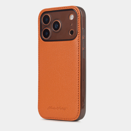 Чехол-накладка для iPhone 17 Pro Max - кожа козы, оранжевый