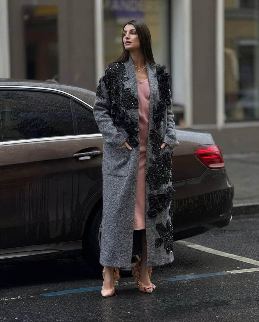 Пальто-кардиган "Ночная роза"