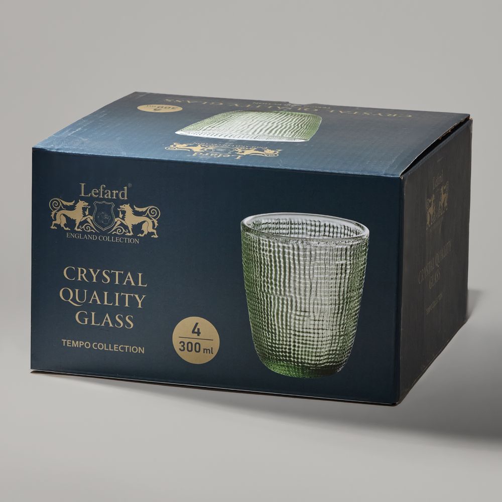 НАБОР СТАКАНОВ "TEMPO" GREEN 4 ШТ./300 МЛ