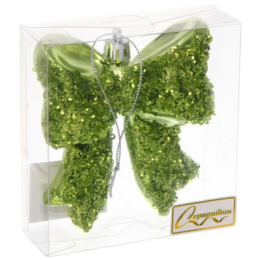 Ёлочная игрушка «Бант» 8.5*3*9.2 см, Салатовый