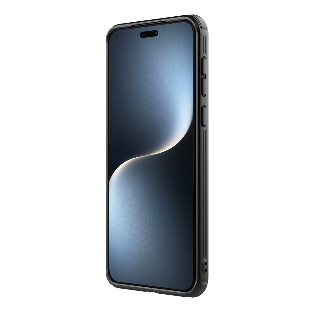 Чехол прозрачный тонированный (Transparent Black) от Nillkin с металлической крышкой и MagSafe на Huawei Honor Magic 7 Pro, серия CamShield Prop Magnetic Case