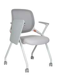 Стул Норден / Свифт / Swift / серая сетка / серая ткань / белый каркас / пюпитр / ролики