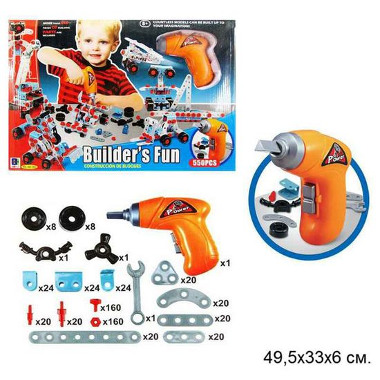 Конструктор Builders Fun Механик 550 деталей с шуруповертом