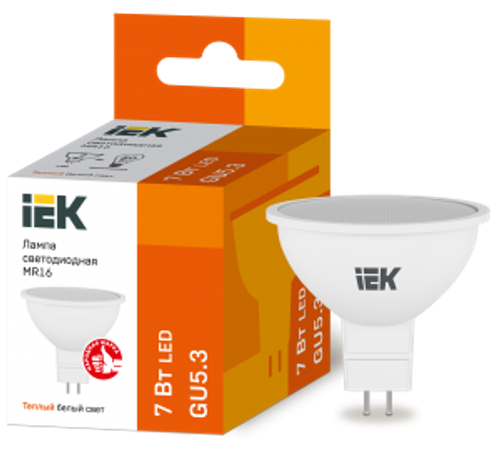 Лампа светодиодная MR16 софит 7Вт 230В 3000К GU5.3 IEK