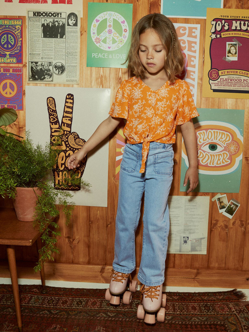 Джинсы расклешенные для девочки Next U76-433, Голубой