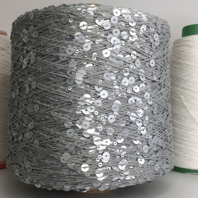 GLAMOUR; 100% хлопок, пайетки 3 мм и 6 мм; 240м/100гр; цвет: нить серая, пайетки серебро сатиновые