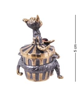 Народные промыслы AM-3880 Шкатулка «Кот и Пёс догонялки» (латунь, янтарь)