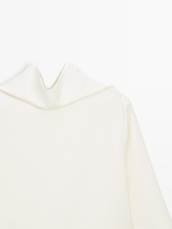 Massimo Dutti Топ свободного кроя с V-образным вырезом – STUDIO, натуральный/кремовый