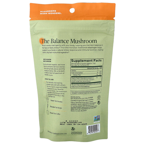 Om Mushrooms, грибной порошок, рейши, 100 г (3,5 унции)