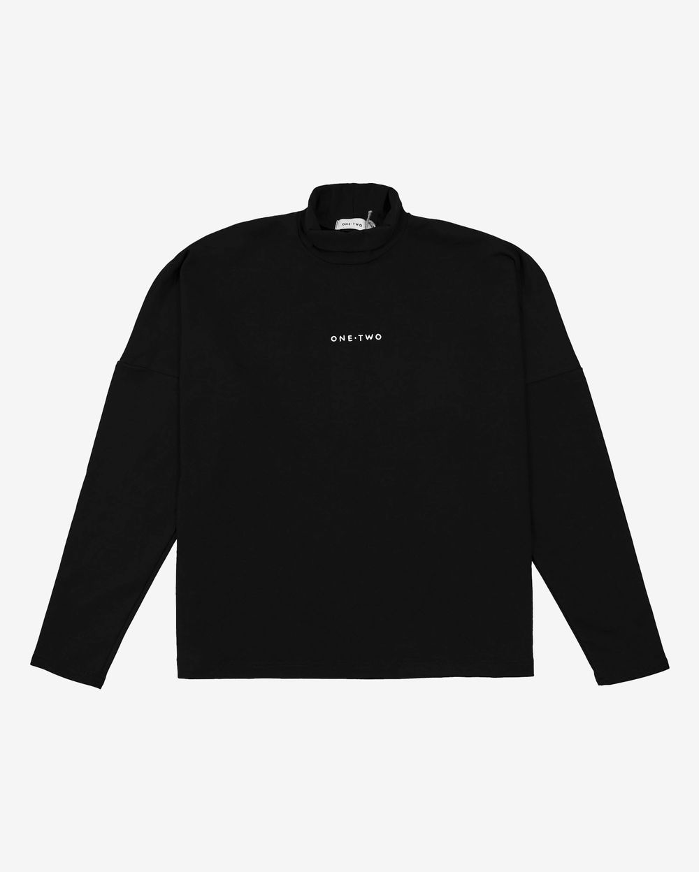 Лонгслив One Two High Neck Logo черный