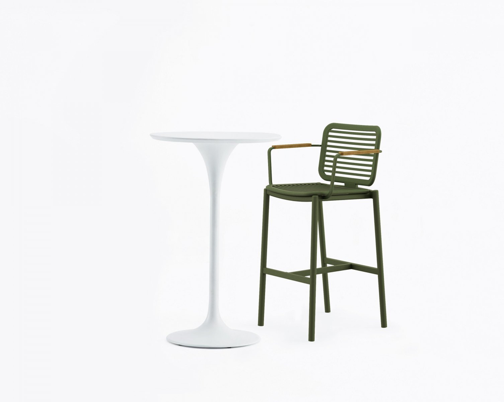 Кресло барное с подушкой Tagliamento Armona, зеленый, светло-серый