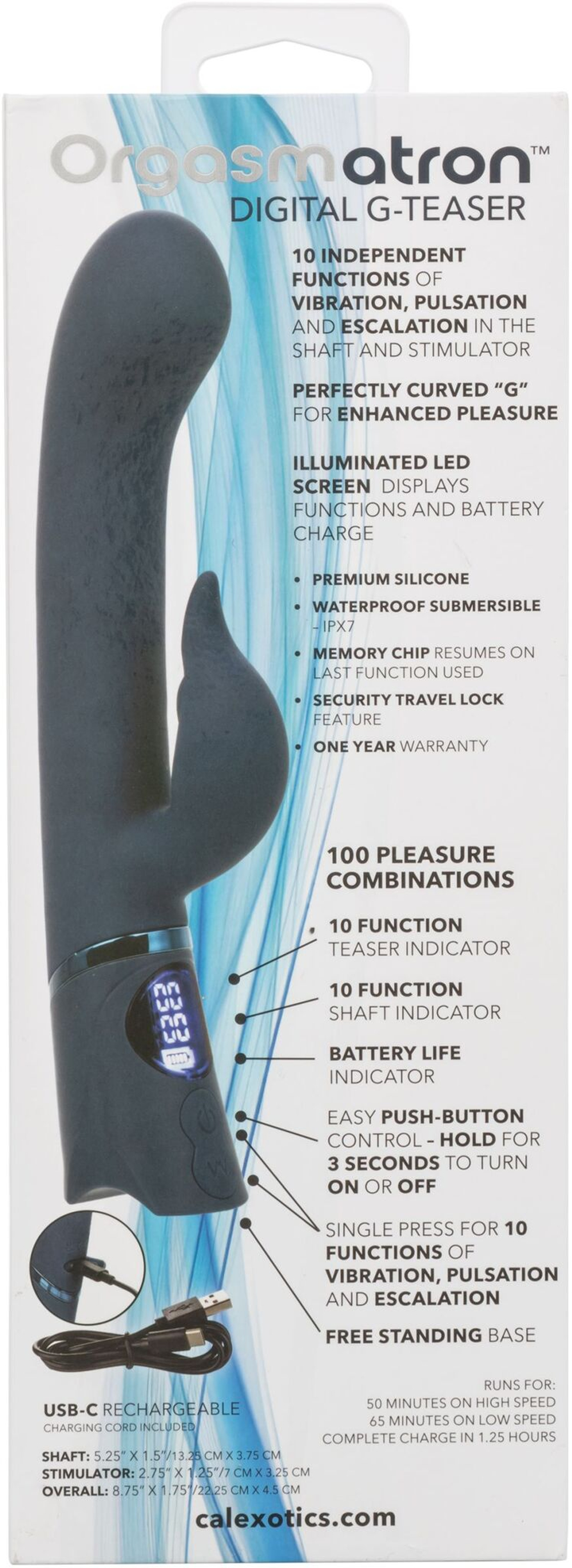 Синий вибратор-кролик Orgasmatron Digital G-Teaser - 22,2 см. (Цвет: синий)