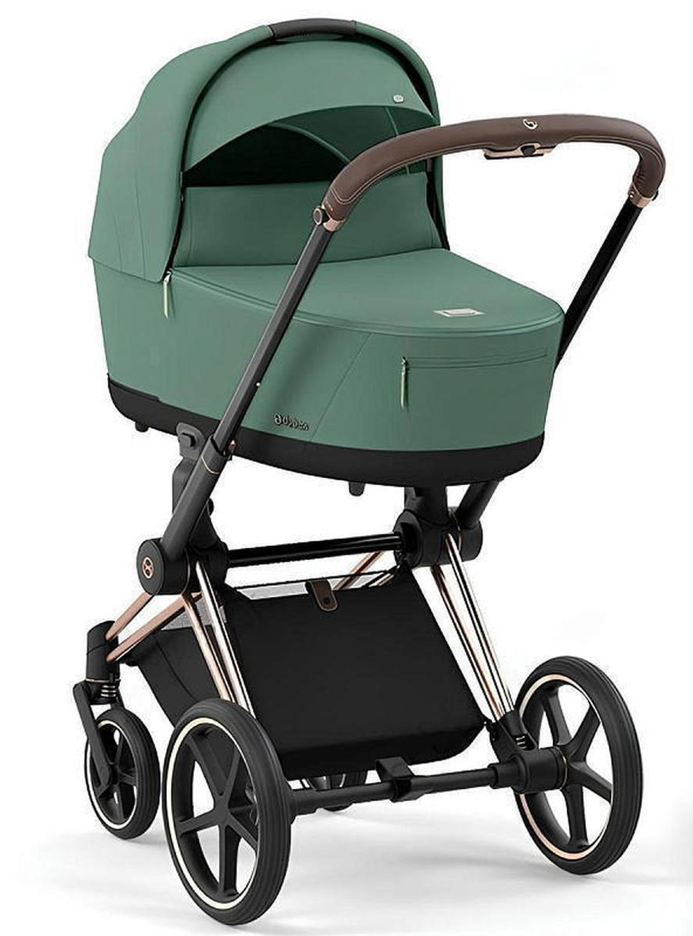 Коляска Cybex Priam IV Rosegold complete и автокресло Cloud G i-Size Magic Black 3 в 1 Leaf Green