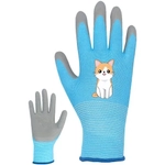 Перчатки нейлоновые детские «Little gardener-Котик» с полиуретановым покрытием полуоблитые, голубые M р-р ДоброСад